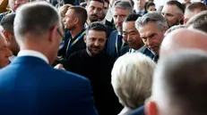 Il presidente dell’Ucraina Zelensky durante la Conferenza per la Ricostruzione dell’Ucraina, presso il Centro congressi La nuvola, Roma, 10 luglio 2025, ANSA/VINCENZO LIVIERI