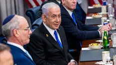 epa12227313 Israeli Prime Minister Benjamin Netanyahu (C) delivers remarks during a meeting with US Secretary of Defense Pete Hegseth(not pictured) at the Pentagon in Arlington, Virginia, USA, 09 July 2025. EPA/SHAWN THEW