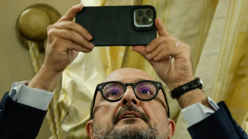 Gennaro Sangiuliano a Palazzo Brancaccio durante la presentazione del suo libro 'Trump - La rivincita', Roma, 28 Gennaio 2025.ANSA/GIUSEPPE LAMI