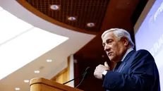 Il ministro degli Affari Esteri Antonio Tajani durante la presentazione del documento "Prescrizione dell'esercizio fisico in ambito cardiologico", a cura della Federazione Medico Sportiva Italiana (FMSI) e della Società Italiana di Cardiologia dello Sport (SIC Sport) presso l’Aula dei Gruppi Parlamentari della Camera dei Deputati, Roma, 11 luglio 2025. ANSA/ANGELO CARCONI