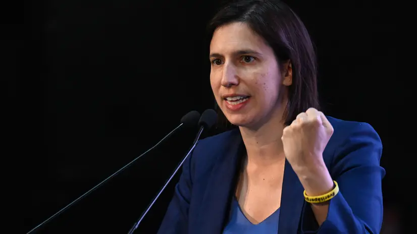Elly Schlein nel corso della Conferenza nazionale del Pd sulle politiche industriali “Le Rotte del Futuro. Re-industrializzare l’Italia e l’Europa”, Roma 11 luglio 2025. ANSA/MAURIZIO BRAMBATTI