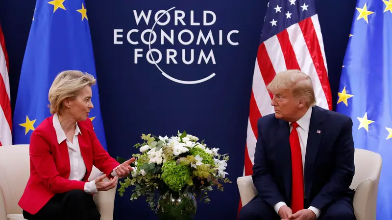 Trump e Von der Leyen al World Economic Forum del 2020 - Epa/Stefan Wermuth