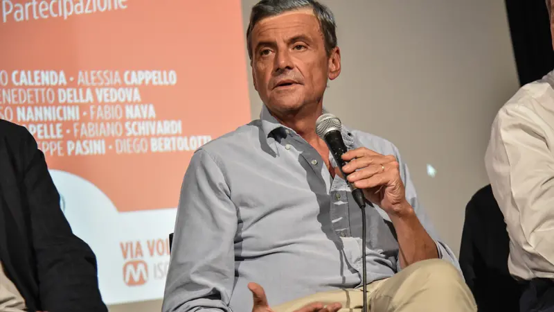 Carlo Calenda all’incontro “Dare valore al lavoro”, Milano 10 Luglio 2025 ANSA/MATTEO CORNER