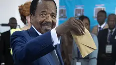 epa07076630 Cameroon President Paul Biya casts his ballot in the presidential elections at a polling station in the capital Yaounde, Cameroon, 07 October 2018. The incumbent President Paul Biya is Africa's oldest president who has been in power for 36 years. He faces eight candidates with 6.9 million registered voters. Relations between the government and marginalized anglophone separatists in the North West and South West of the country is a major issue threatening peace and stability in Cameroon. EPA/NIC BOTHMA