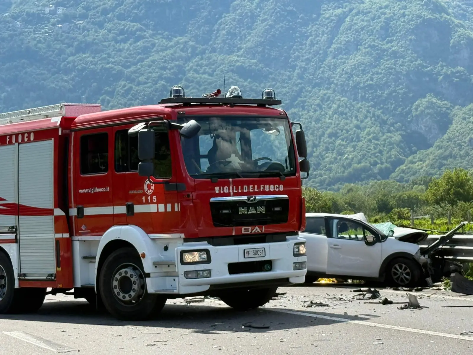 L'incidente lungo la Ss42 a Cividate