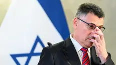 epa12229026 Israeli Foreign Minister Gideon Sa'ar speaks during a press conference in Vienna, Austria, 10 July 2025. This marks the first visit to Vienna by Israeli Foreign Minister Gideon Sa'ar and German Foreign Minister Johann Wadephul. EPA/MAX SLOVENCIK