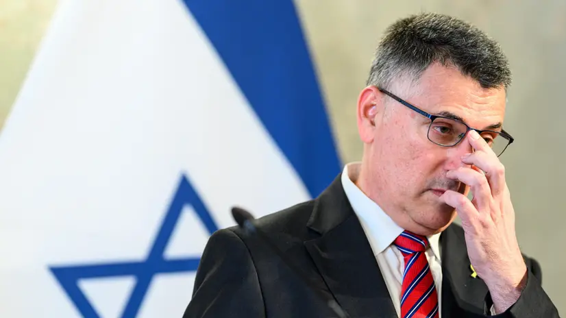 epa12229026 Israeli Foreign Minister Gideon Sa'ar speaks during a press conference in Vienna, Austria, 10 July 2025. This marks the first visit to Vienna by Israeli Foreign Minister Gideon Sa'ar and German Foreign Minister Johann Wadephul. EPA/MAX SLOVENCIK