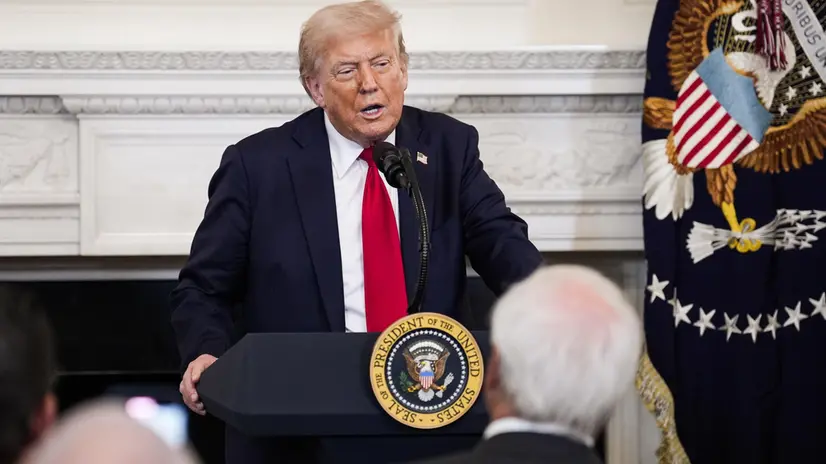 epa12237886 US President Donald Trump participates in the White House Faith Office Luncheon in the State Dining Room at the White House in Washington, DC, USA, 14 July 2025. EPA/YURI GRIPAS / POOL