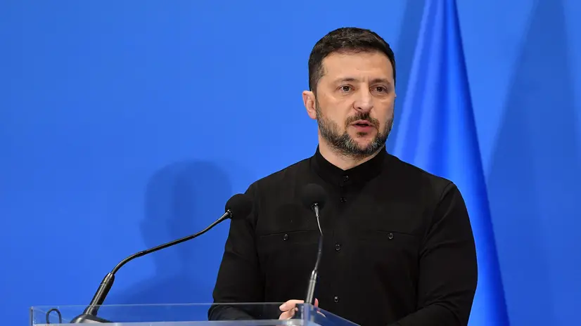 The president of Ukraine Volodymyr Zelensky during the Conference for the Reconstruction of Ukraine, at the La Nuvola Conference Center, Rome, 10 July 2025 ANSA/FABIO CIMAGLIA