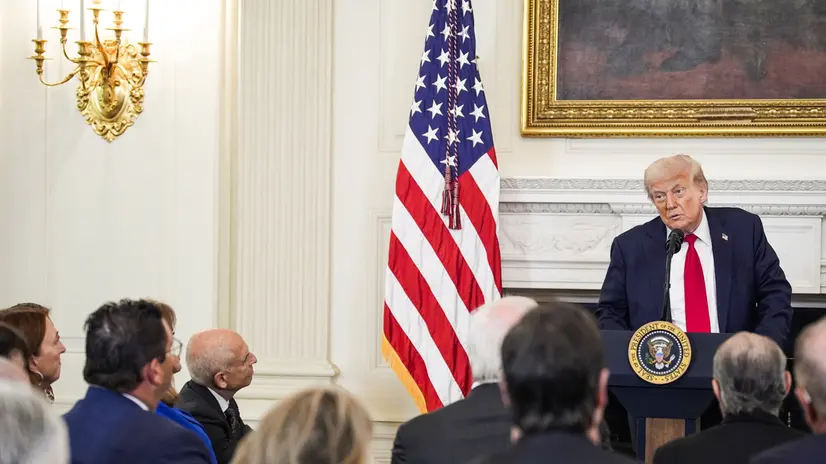 epa12237907 US President Donald Trump participates in the White House Faith Office Luncheon in the State Dining Room at the White House in Washington, DC, USA, 14 July 2025. EPA/YURI GRIPAS / POOL