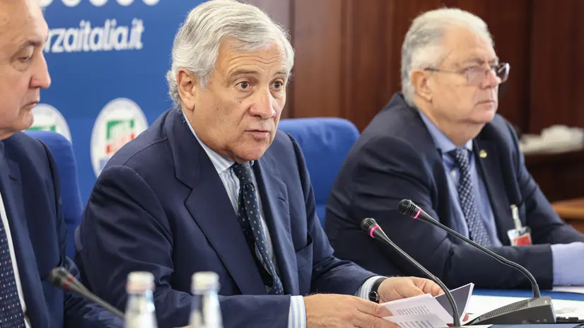 Antonio Tajani Vicepresidente del Consiglio dei ministri della Repubblica italiana durante la “Conferenza Stampa Forza Italia - Piano strategico per il Servizio Pubblico Sanitario”, presso la Camera dei Deputati, in Via degli Uffici del Vicario, 21 a Roma. Roma, 11 luglio 2025. ANSA/Emanuele Valeri