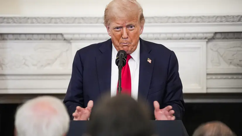 epa12237911 US President Donald Trump participates in the White House Faith Office Luncheon in the State Dining Room at the White House in Washington, DC, USA, 14 July 2025. EPA/YURI GRIPAS / POOL