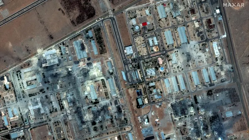 epa12191675 A handout satellite image made available by Maxar Technologies shows damage at the Isfahan nuclear technology center after US airstrikes, in Isfahan, Iran, 22 June 2025. The US Department of Defense announced on 22 June, that the US Central Command conducted overnight strikes against three nuclear facilities in Iran. EPA/MAXAR TECHNOLOGIES HANDOUT -- MANDATORY CREDIT: SATELLITE IMAGE 2025 MAXAR TECHNOLOGIES -- THE WATERMARK MAY NOT BE REMOVED/CROPPED --HANDOUT EDITORIAL USE ONLY/NO SALES