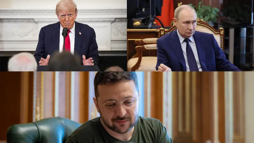 Donald Trump, Vladimir Putin e Volodymyr Zelensky