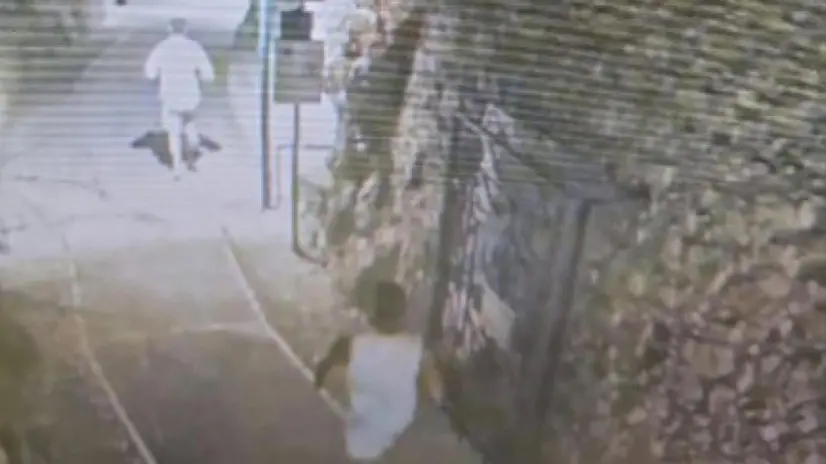 Fermo immagine da video di telecamera di sorveglianza che ritrae due giovani in fuga dopo aver scippato un componente della Camera dei Lord del Regno Unito, il barone Ara Darzi del Partito laburista, di un orologio del valore di circa 300mila euro in via Vittorio Emanuele a Capri, 14 luglio 2025. ANSA/Giuseppe Catuogno