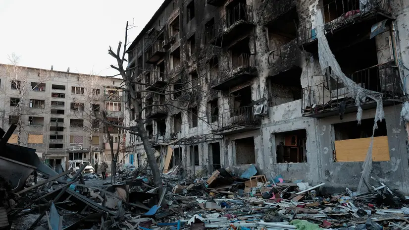 epa11952622 Damaged buildings two days after a Russian shelling in Dobropillya, Donetsk, Ukraine, 09 March 2025. The city of Dobropillya was hit late 07 March in a combined strike by Russian forces which killed at least 11 people and injured over 50 others, Ukraine’s president confirmed in the immediate aftermath of the attack. EPA/MARIA SENOVILLA