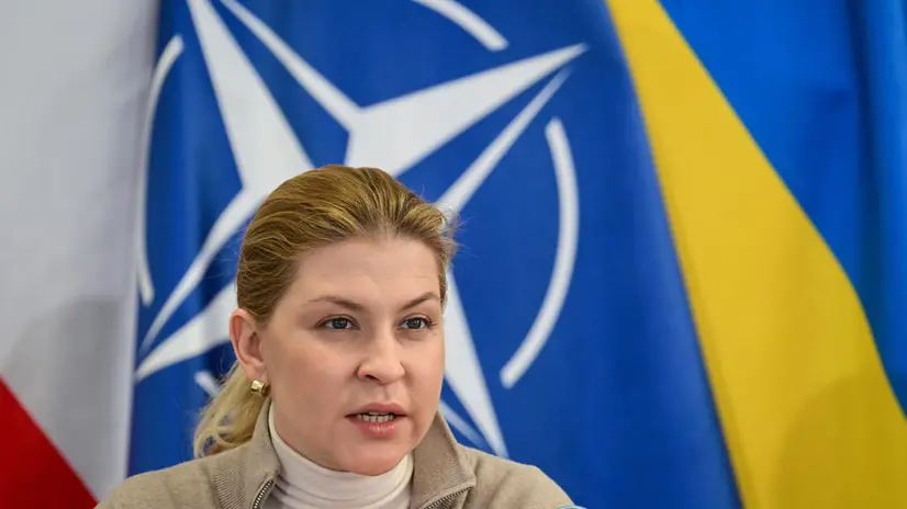 epa11903021 Ukraine's Deputy Prime Minister for European and Euro-Atlantic Integration Olha Stefanishyna speaks at the opening of the NATO-Ukraine Joint Analysis, Training and Education Center (JATEC) in Bydgoszcz, Poland, 17 February 2025. The center is a joint initiative of NATO and Ukraine to support the Armed Forces of Ukraine and exchange experience between Ukraine and the North Atlantic Alliance. EPA/TYTUS ZMIJEWSKI POLAND OUT