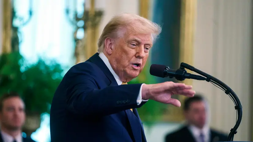 epa12241984 US President Donald Trump speaks during the signing of "Halt All Lethal Trafficking of Fentanyl Act," at the White House, Washington, DC, USA, 16 July 2025. EPA/WILL OLIVER