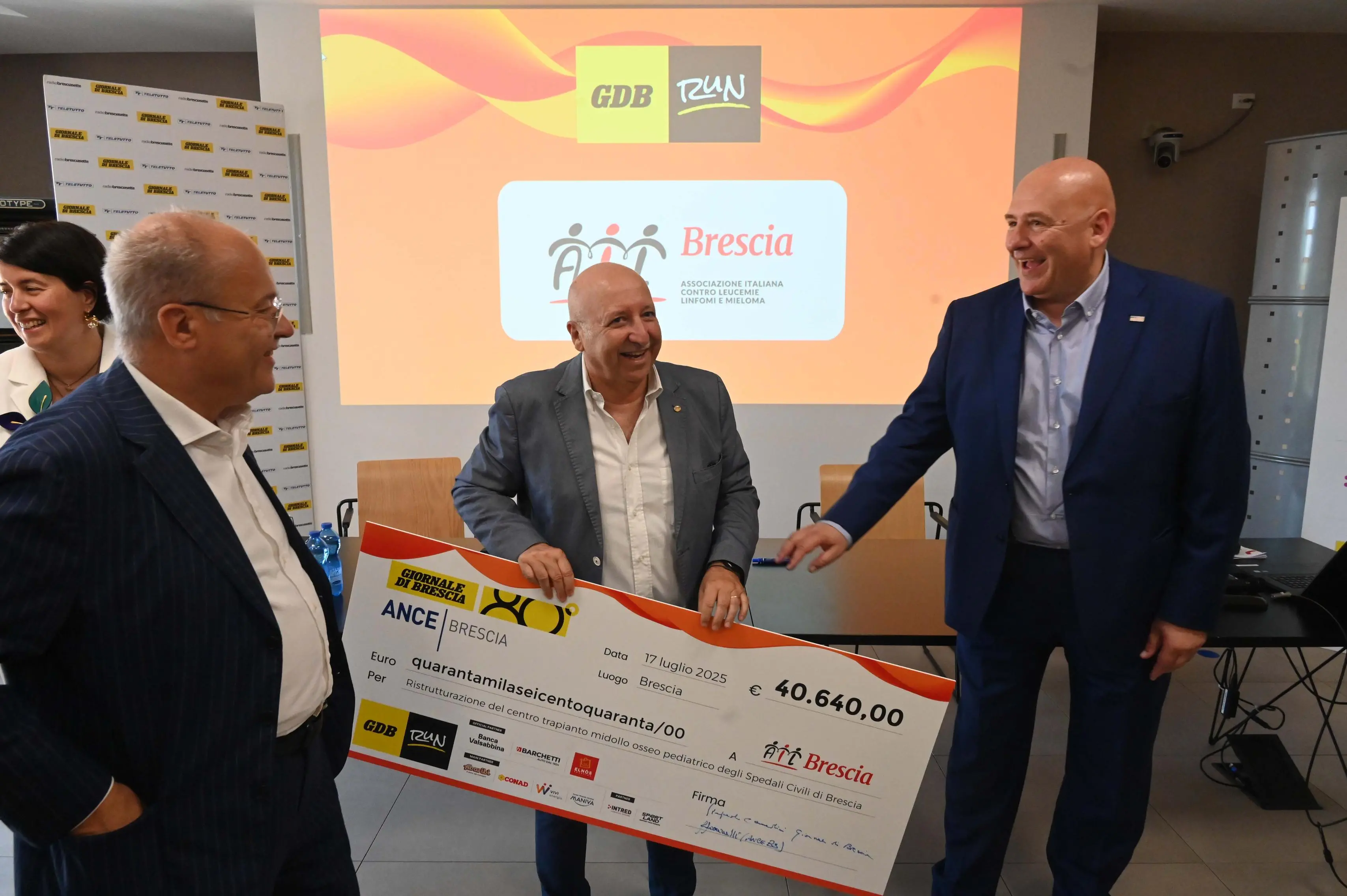 GdB run, la consegna dell'assegno all'Ail