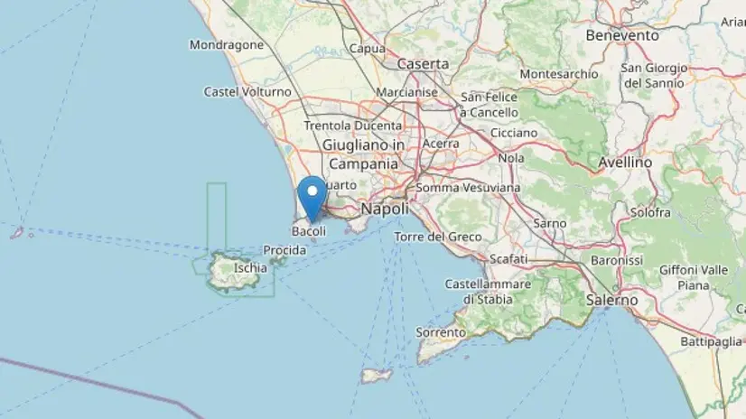 Una scossa di terremoto magnitudo 4.6 è stata avvertita a Napoli e nell'area dei Campi Flegrei alle 12.47. INGV ++ANSA - FOTO DA UTILIZZARE SOLTANTO OGGI PER ILLUSTRARE LA NOTIZIA DEL TITOLO. LA FOTO NON PUO' ESSERE VENDUTA, NE' ARCHIVIATA, NE' UTILIZZATA PER ALTRE NOTIZIE+++