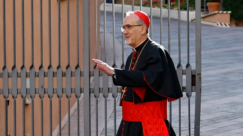 Cardinal Pierbattista Pizzaballa arrives for the meeting of the General Congregation of Cardinals, in Vatican City, 06 May 2025.. ANSA/FABIO FRUSTACI