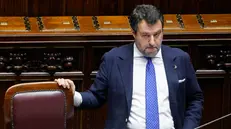 epa12241180 Italian Minister for Infrastructure and Deputy Prime Minister Matteo Salvini attends a question time at the Chamber of Deputies in Rome, Italy, 16 July 2025. EPA/FABIO FRUSTACI