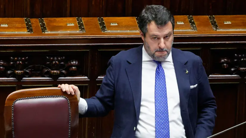 epa12241180 Italian Minister for Infrastructure and Deputy Prime Minister Matteo Salvini attends a question time at the Chamber of Deputies in Rome, Italy, 16 July 2025. EPA/FABIO FRUSTACI