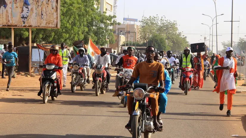 epa11859833 Supporters of the military junta take part in a march to celebrate the withdrawal of Niger from the Economic Community of West African States (ECOWAS) and show their support for the Alliance of Sahel States (AES), in Niamey, Niger, 28 January 2025 (issued 29 January 2025). The Alliance of Sahel States, consisting of Burkina Faso, Mali, and Niger, will exit ECOWAS on 29 January 2025, a year after the three countries announced their intentions to withdraw from the economic union. ECOWAS gave the Alliance a new effective departure date of 29 July, hoping the six-month transition period would convince the three countries to return, though 29 January remains the official withdrawal date. EPA/ISSIFOU DJIBO
