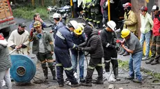 epa10525217 Emergency personnel work on rescue efforts for miners trapped by an explosion in a coal mine in Sutatausa, Colombia, 15 March 2023. Mining emergencies in Colombia have claimed the lives of more than 1,300 people in a total of 1,262 accidents over the last decade, according to statistics from the National Mining Agency (ANM). EPA/Mauricio Duenas Castaneda