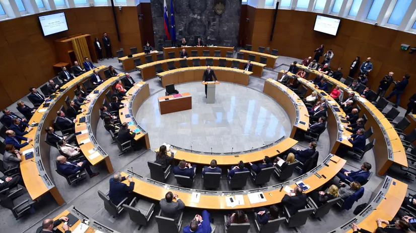epa08267299 Leader of the Slovenian Democratic Party (SDS) Janez Jansa (C) speaks at a session of the Slovenian Parliament to elect prime minister-designate, in Ljubljana, Slovenia, 03 March 2020. Jansa received mandate of lawmakers to form a new government after Prime Minister Marjan Sarec resigned in January. Jansa has 15 days to form the government that will still need to be approved by the parliament. EPA/IGOR KUPLJENIK