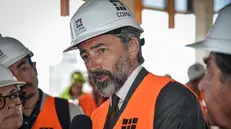 L’ad di Coima Manfredi Catella, visita al cantiere della torre “I Portali” della Coima a Porta Nuova via Melchiorre Gioia, Milano 17 Giugno 2024 ANSA/MATTEO CORNER