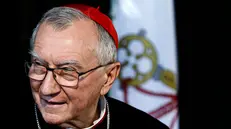 Il Cardinale Pietro Parolin durante l’inaugurazione del Cubicolo di Papa Eusebio nella Catacomba di San Callisto, Roma, 4 giugno 2025. ANSA/ANGELO CARCONI