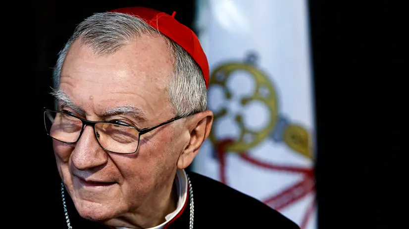 Il Cardinale Pietro Parolin durante l’inaugurazione del Cubicolo di Papa Eusebio nella Catacomba di San Callisto, Roma, 4 giugno 2025. ANSA/ANGELO CARCONI