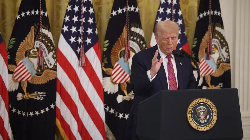 epa12245855 US President Donald Trump delivers a speech during the signing ceremony for GENIUS Act, in the East Room of the White House in Washington, DC, USA, 18 July 2025. The Guiding and Establishing National Innovation for US Stablecoins Act (GENIUS Act), is a proposed United States federal law that would create the first comprehensive regulatory framework for payment stablecoins. EPA/FRANCIS CHUNG / POOL