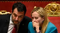 La premier Giorgia Meloni con Matteo Salvini - Foto Ansa/Riccardo Antimiani