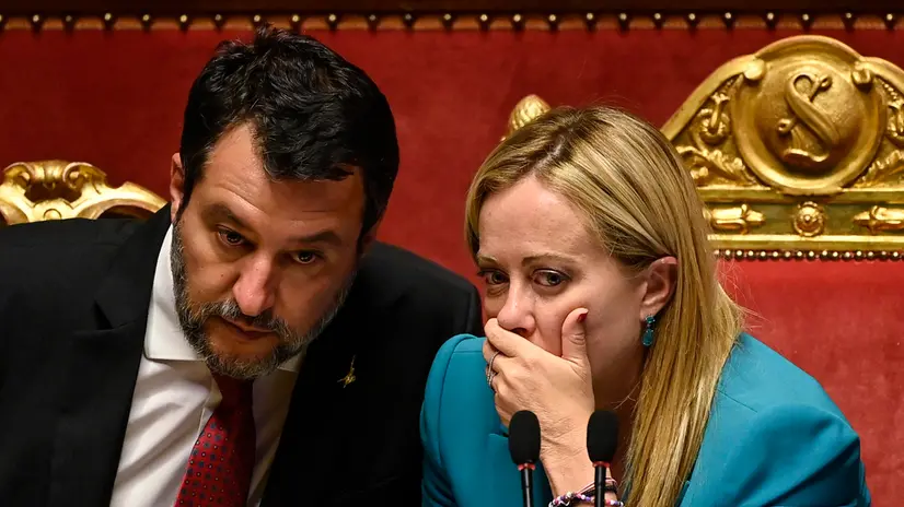 La premier Giorgia Meloni con Matteo Salvini - Foto Ansa/Riccardo Antimiani