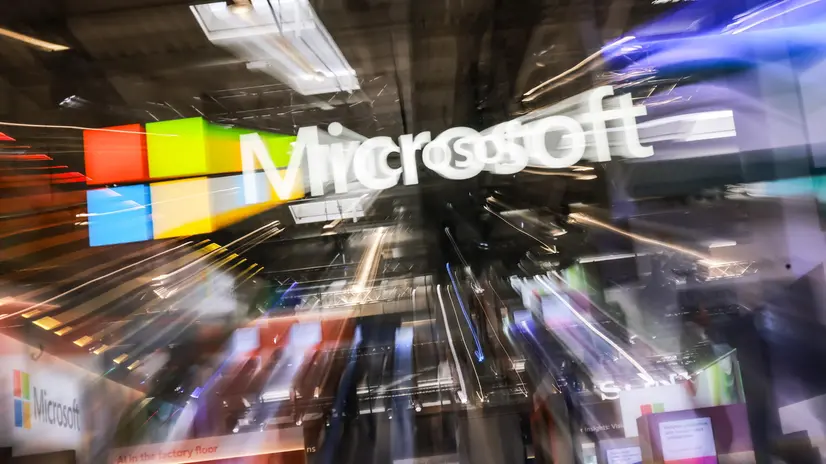 epa12007460 (FILE) Microsoft logo during the Hanover Fair 2025 (Hannover Messe) in Hanover, Germany, 31 March 2025 (reissued 03 April 2025). Microsoft was founded by Bill Gates and Paul Allen on 04 April 1975. EPA/HANNIBAL HANSCHKE ATTENDION EDITORS: THE PICTURE IS PART OF A WIDER COLLECTION ON MICROSOFT 50 ANNIVERSARY AVAILABLE AT EPAIMAGES.COM