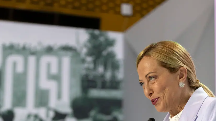 Il presidente del consiglio Giorgia Meloni al XX congresso confederale della CISL 17 luglio 2025 ANSA/MASSIMO PERCOSSI