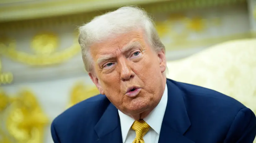 epa12253672 U.S. President Donald Trump looks on during his meeting with the Philippine president in the Oval Office at the White House in Washington, DC., USA, 22 July 2025. EPA/YURI GRIPAS / POOL