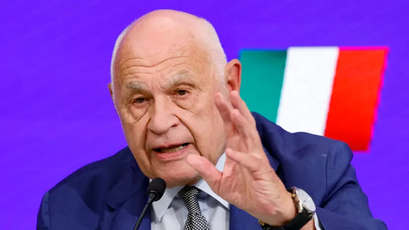 Il ministro della Giustizia Carlo Nordio durante una conferenza stampa al termine del Consiglio dei Ministri, Roma 22 luglio 2025. ANSA/FABIO FRUSTACI