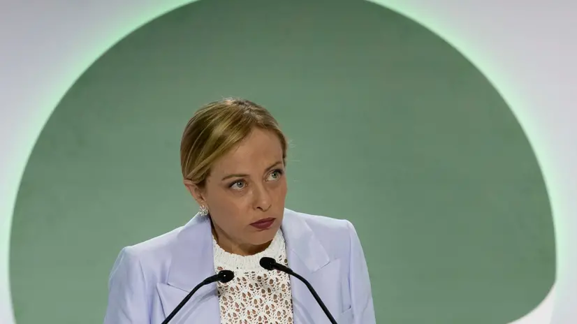 Il presidente del consiglio Giorgia Meloni al XX congresso confederale della CISL 17 luglio 2025 ANSA/MASSIMO PERCOSSI