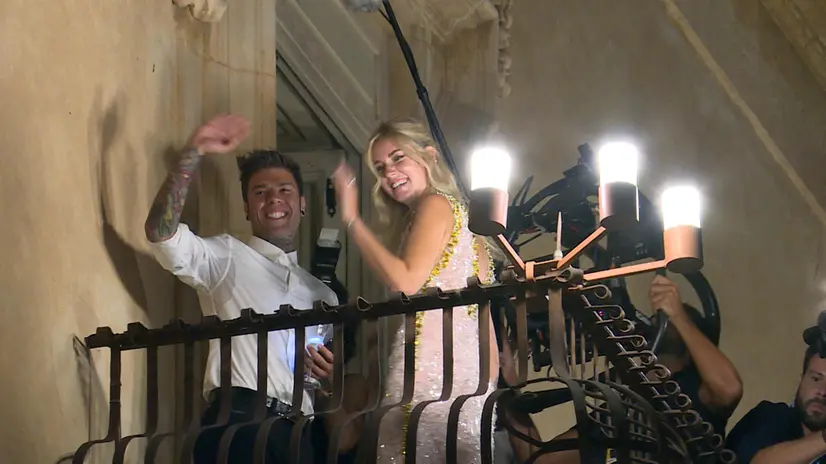 La fashion blogger Chiara Ferragni e il rapper Fedez a Palazzo Nicolaci per il party che precede il loro matrimonio di domani pomeriggio, Noto, 31 agosto 2018. ANSA/ALESSANDRO RICUPERO