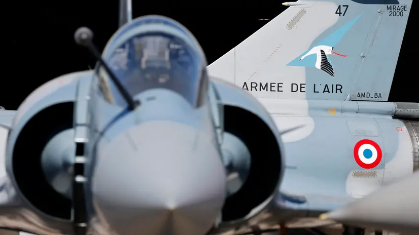 epa11972258 Dassault Mirage 2000 aircrafts parked on the tarmac of the French Air and Space Force (Armee de l'air et de l'espace) Luxeuil-Saint-Sauveur Airbase in Saint-Sauveur, north-eastern France, 18 March 2025, ahead of the visit of France's President Macron. EPA/LUDOVIC MARIN / POOL MAXPPP OUT