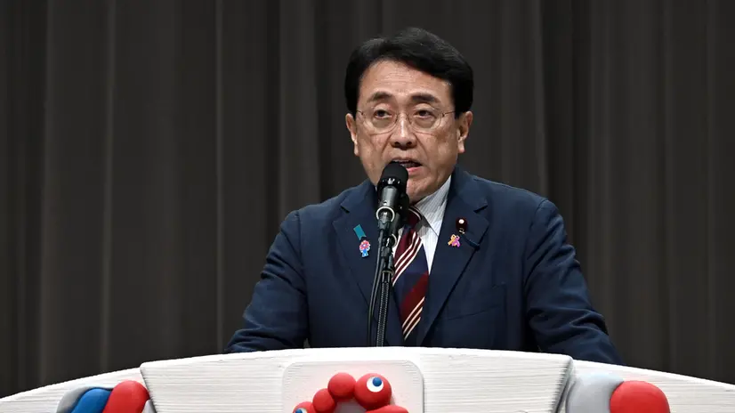 epa12246622 Japan's Economic Revitalization Minister and chief trade negotiator Ryosei Akazawa delivers a speech during the official ceremony of the USA National Day at the Osaka World Expo 2025, in Osaka, Japan, 19 July 2025. The US Treasury Secretary Bessent is visiting Japan as both countries are working to reach a deal in the ongoing US-Japan tariff negotiations. EPA/SOICHIRO KORIYAMA
