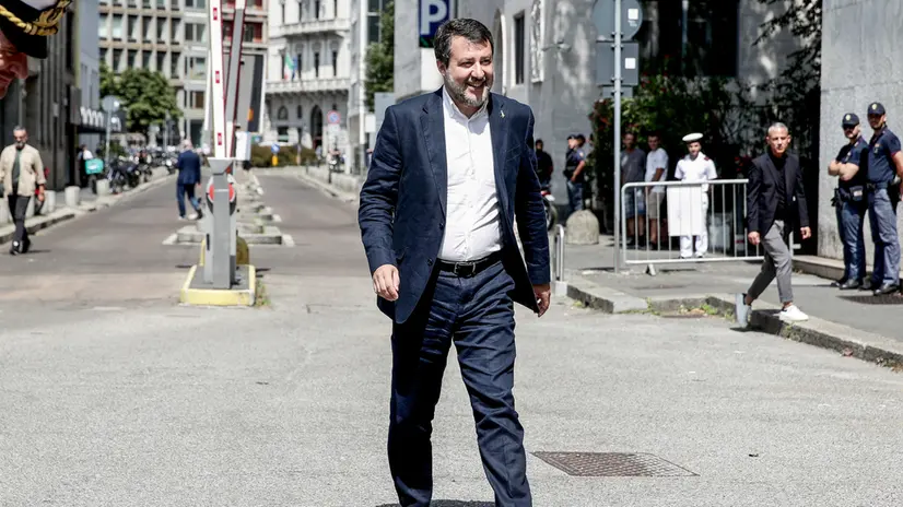 Matteo Salvini, ministro dei trasporti e delle infrastrutture, partecipa all’inaugurazione del Reparto Operativo Laghi della Guardia Costiera a Milano, 18 luglio 2025. ANSA/MOURAD BALTI TOUATI
