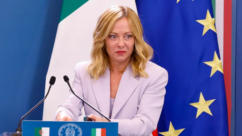 Italian Prime Minister Giorgia Meloni during a press conference ant the end of an Italy Algeria Summit, Rome 23 July 2025. ANSA/FABIO FRUSTACI