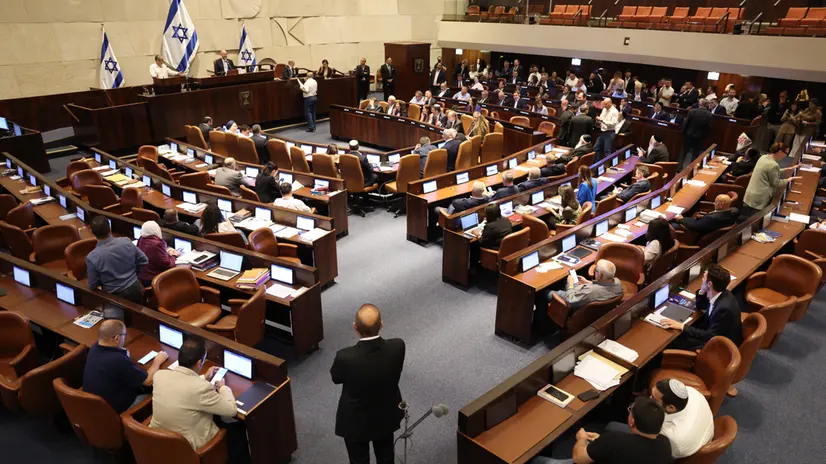 epa12255995 A general view of a plenary session to vote on a bill for applying Israeli sovereignty over the West Bank territory, at the Knesset, the Israeli parliament, in Jerusalem, 23 July 2025. The bill, submitted by the Religious Zionist Party, calls for the imposition of Israeli sovereignty over the occupied West Bank, and the use of 'Judea and Samaria' instead of West Bank in Israel's legislation. EPA/ABIR SULTAN