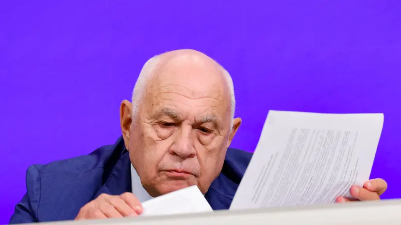 Il ministro della Giustizia Carlo Nordio durante una conferenza stampa al termine del Consiglio dei Ministri, Roma 22 luglio 2025. ANSA/FABIO FRUSTACI