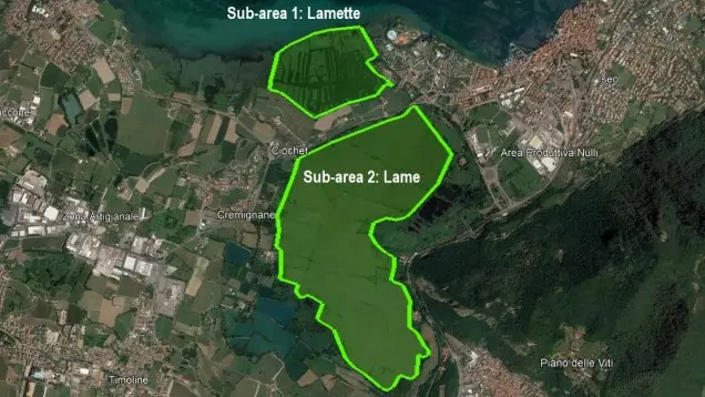 Le zone dell'attività di contenimento del siluro alla Riserva delle Torbiere