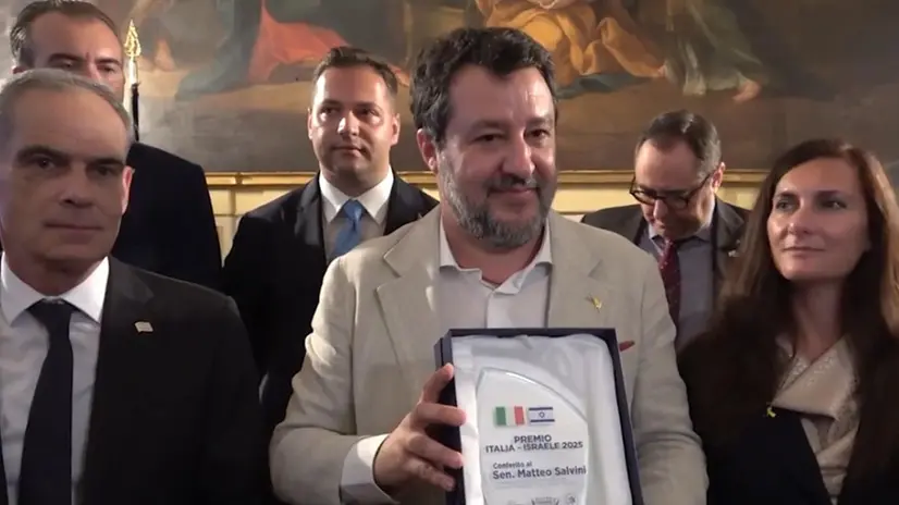 FRAME DA VIDEO - Premio Israele-Italia 2025 a Salvini, "Onorato, non e' riconoscimento comodo"